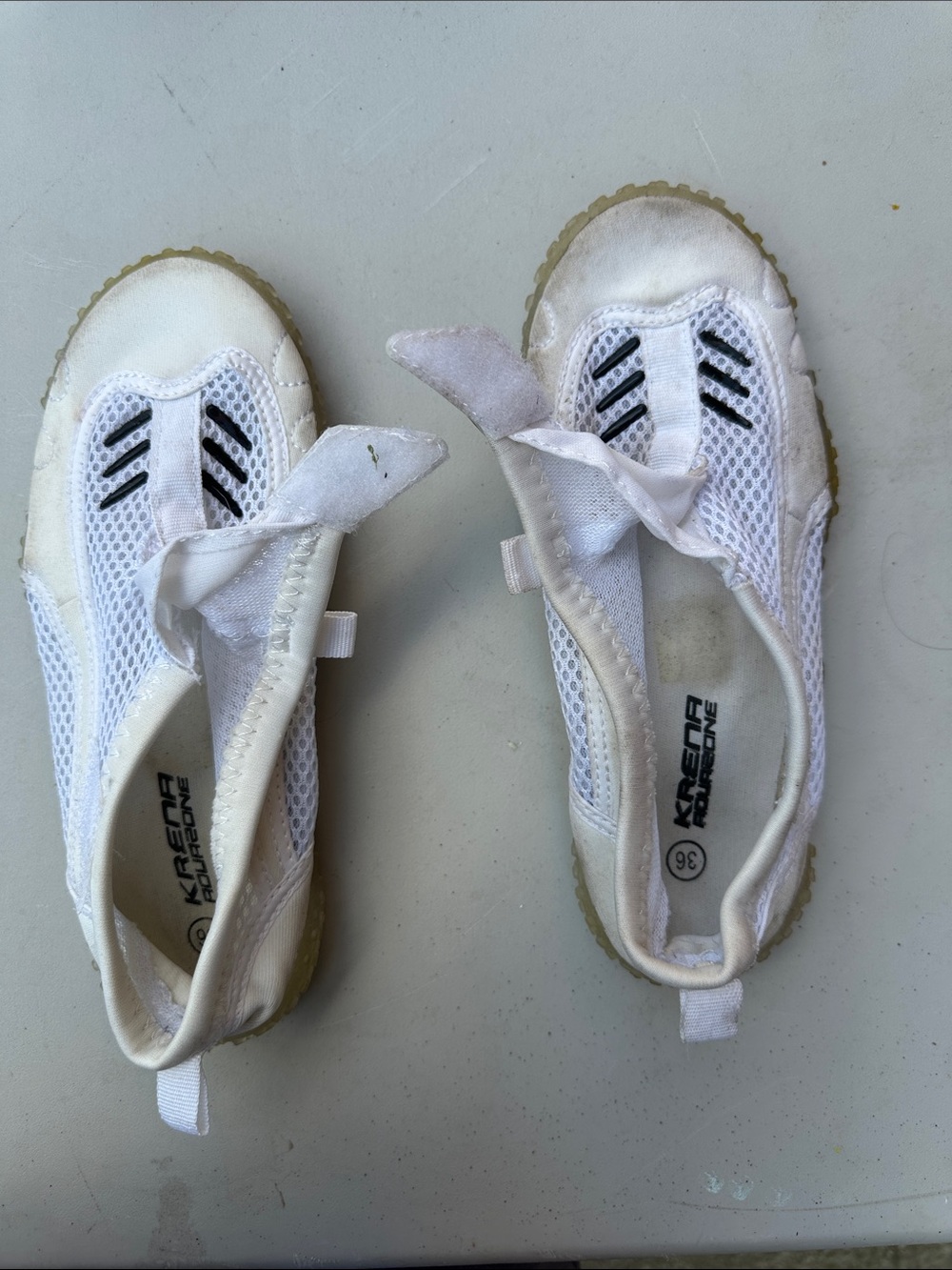 Kids White Mesh Water Shoes with Easy Hook Closure